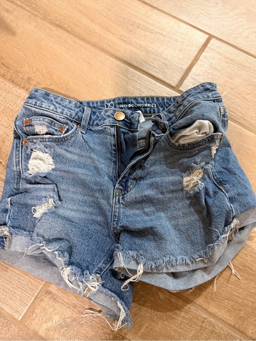 No Boundaries Blue Ripped Denim Cutoff Shorts